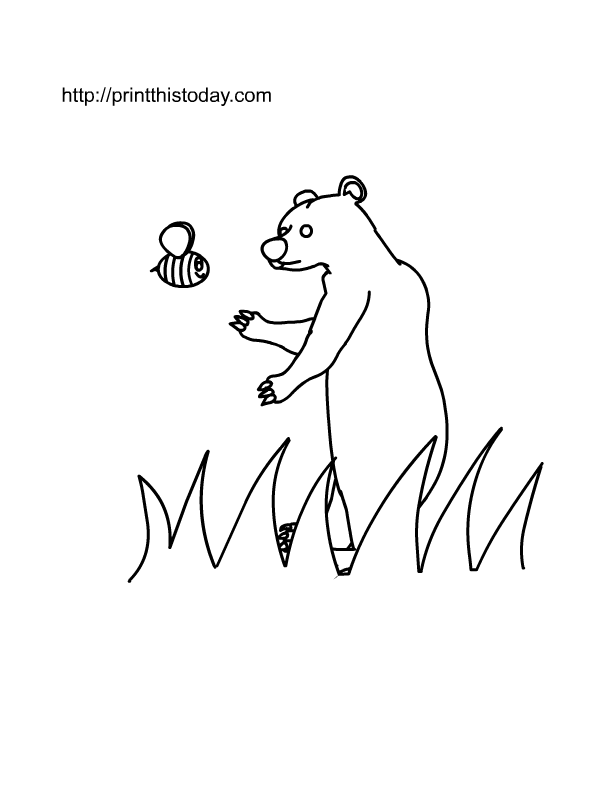 Bear And Bee Page Coloring Pages