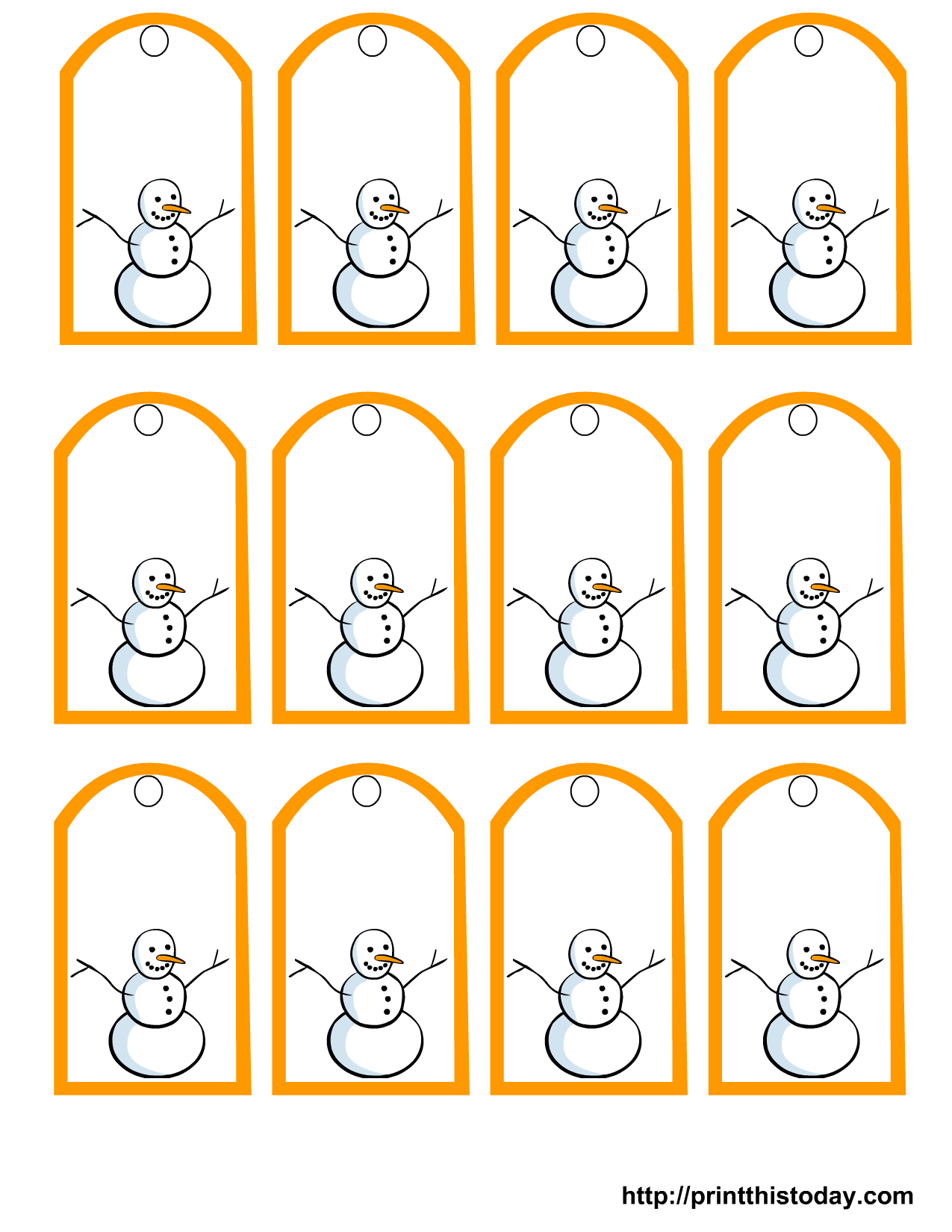 Free Printable Snowman Christmas Gift Tags