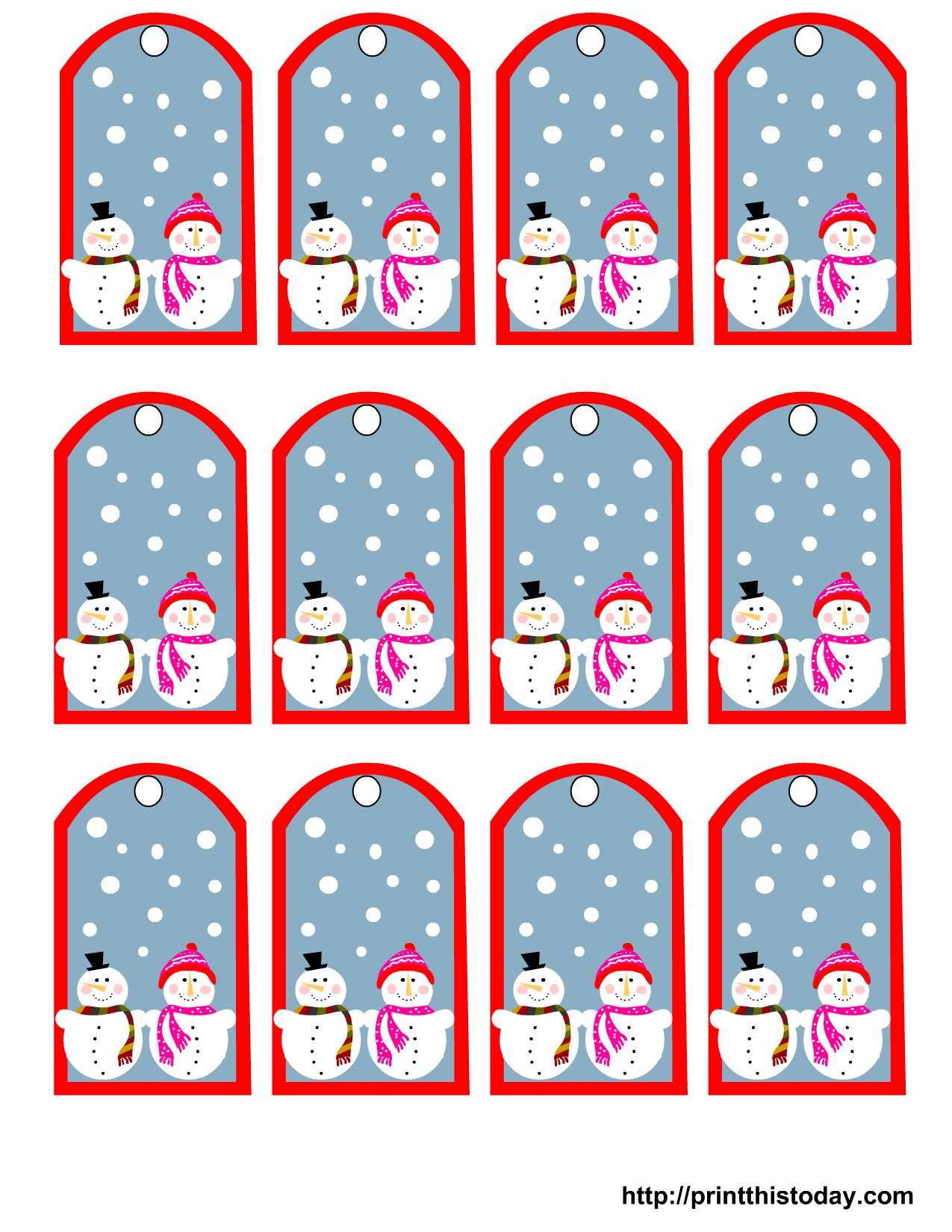 Free Printable Snowman Christmas Gift Tags