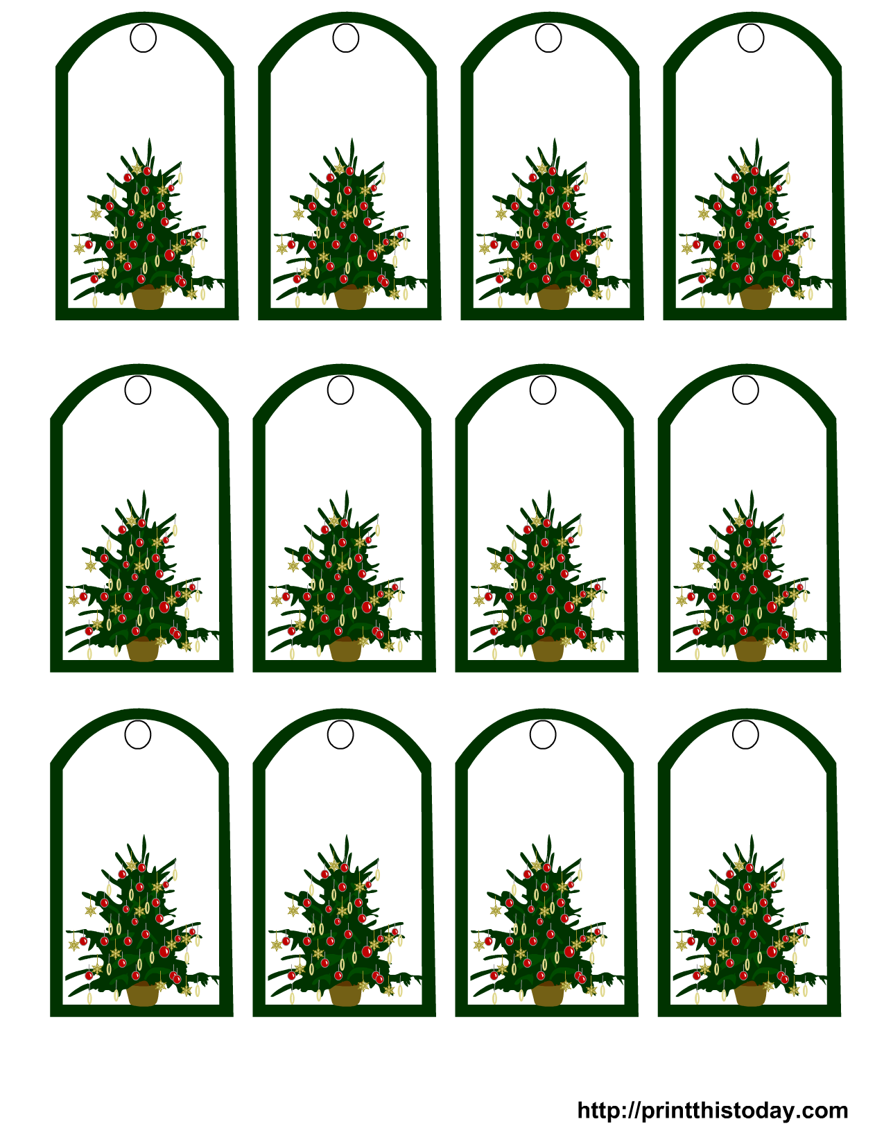 Free Printable Christmas Gift Tags Featuring Christmas Tree