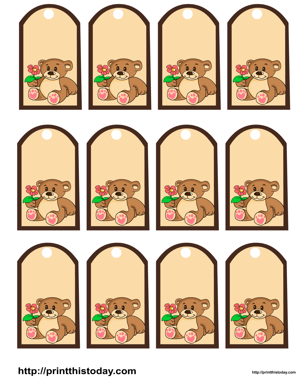 Favor Tags featuring Cute teddy bears