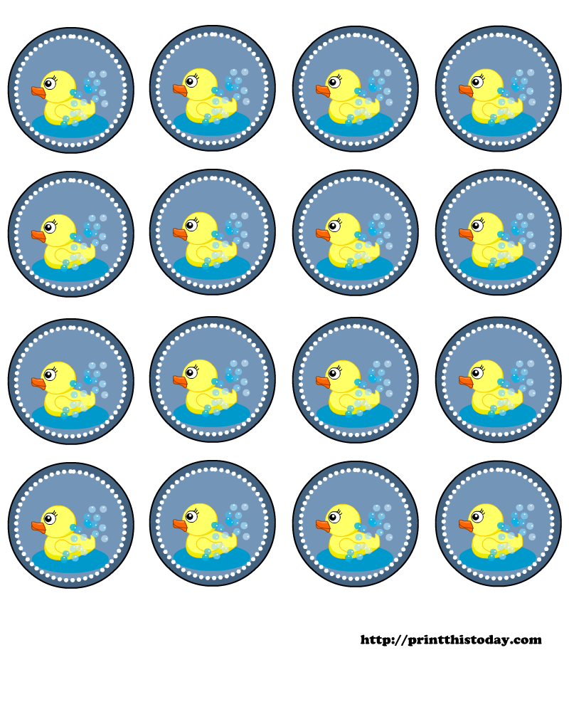 Free Baby shower Labels with cute duck