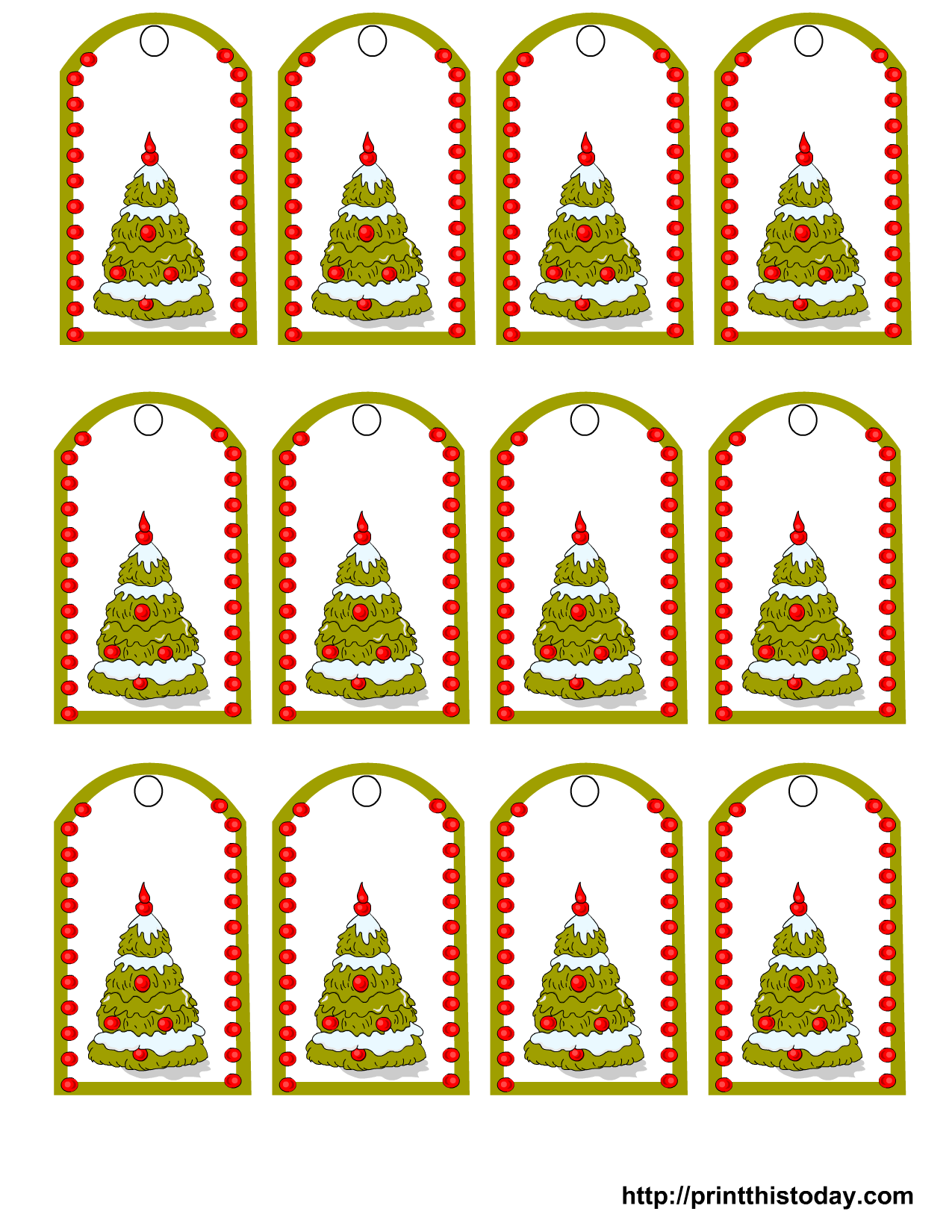 Free Printable Christmas Gift Tags Featuring Christmas Tree